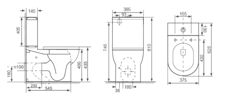 Inodoro Onogreen Dobra con escobilla invisible - Rimless